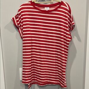 LuLaRoe Red and White Striped Top